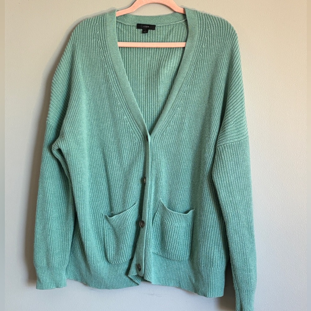 J. Crew Oversized Cotton Cashmere V-neck Cardigan Large (very oversized)